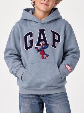 GAP Boys' Heather Blue Hoodie with Spider-Man graphic xxl